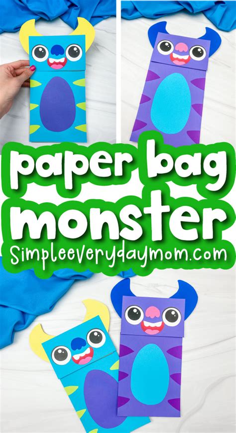 Monster Paper Bag Puppet Craft [Free Template]