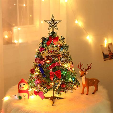 Coolmade Small Christmas Tree with Lights, Mini Desktop Decoration Tree ...