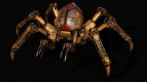 Arachnophobes, look away now! Dwarven centurion spider, by Antonis Koutsouradis : r/skywind