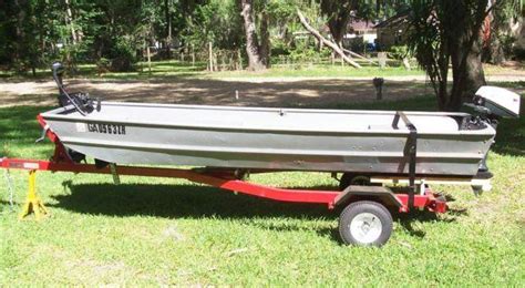 12’ Aluminum Jon Boat, 4hp Motor, Motor Guide Trolling Mtr & Trailer ...