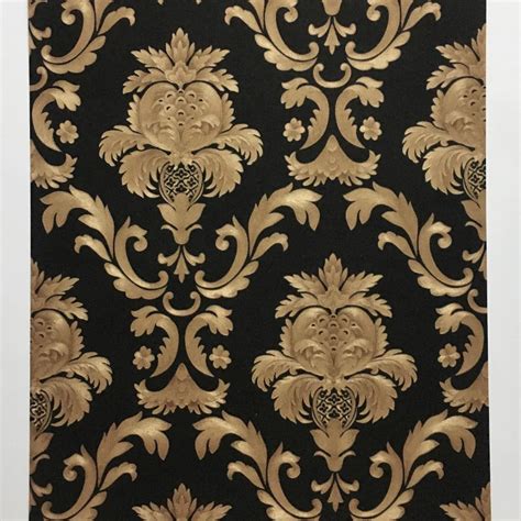 PixLith - Black And Gold Damask Wallpaper