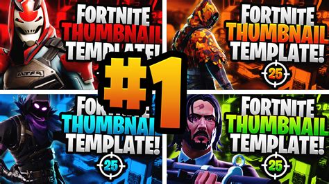 Fortnite YouTube Thumbnail Template Pack #1 - Photoshop Template ...