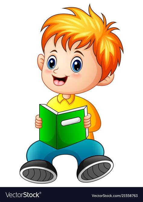 illustration of Schoolboy cartoon reading a book. Download a Free Preview or High Qual ...