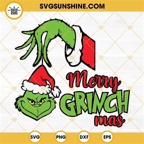 Merry Grinchmas Svg Grinch Svg Grinch In Hand Svg Grinch Face Svg ...