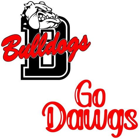 the bulldogs go dawgs logo is shown in red and black on a white background