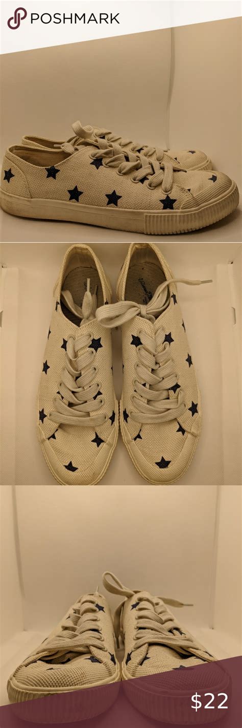 White Canvas Tennis Shoe with Stars Size 9 in 2022 | White canvas ...