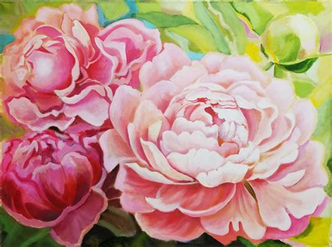 Peonies original oil paintingPink peony painting Floral | Etsy