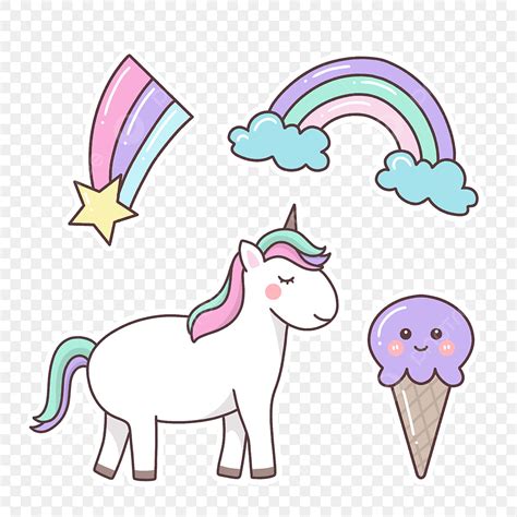 Pastel Unicorn PNG Image, Cute Pastel Color Unicorn Sticker Bundle Pack ...