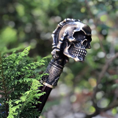 Skull Walking Stick Cane Wood & Bronze hand casted metal | Etsy