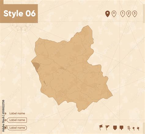 East Azerbaijan, Iran - map in vintage style, retro style map, sepia ...