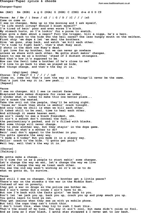 Love Song Lyrics for:Changes-Tupac with chords.
