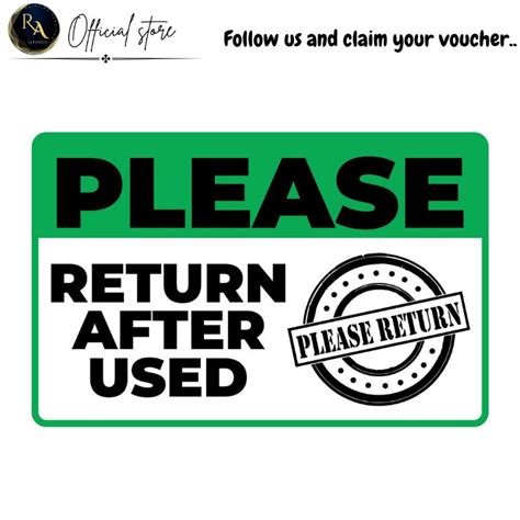 R.A PVC PLEASE RETURN AFTER USED SIGNAGE. HIGH QUALITY PRINT | Shopee ...