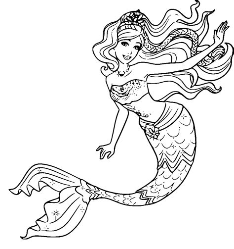 Beautiful Barbie Mermaid Coloring Page - Free Printable Coloring Pages