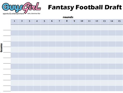 Fantasy Football Draft Sheets Printable Blank