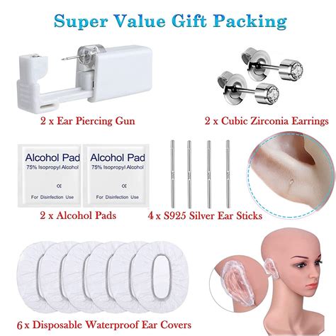 2 Pack Anzero Disposable Sterile Ear Piercing Kit - Painless Gun Tool with 2mm Earring Studs