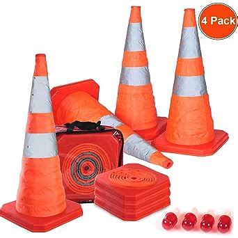 4PCS Collapsible Traffic Cones Road Parking Cones Safety Construction Cones Emergency With ...