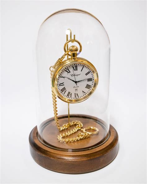 Walnut Pocket Watch Display with Glass Dome | Clock Shop Australia