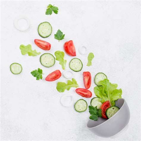 Premium Photo | Composition of salad ingredients on white background