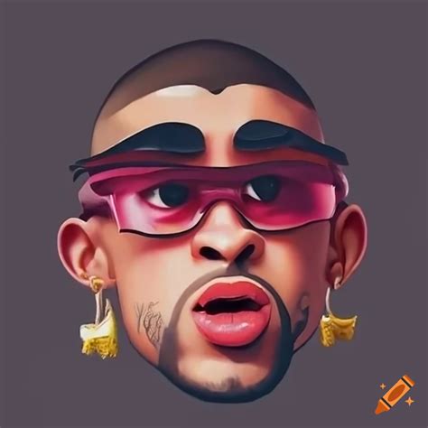 Cartoon representation of bad bunny as an angry bird