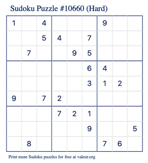 Free Printable Hard Sudoku with the Answer #10660