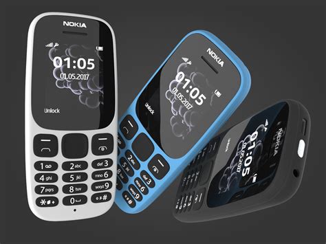 Nokia 105 2017 White Blue Black 3D | CGTrader