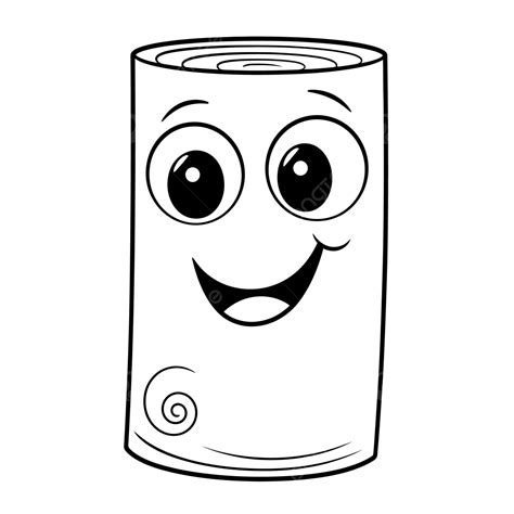 Happy Toilet Paper Roll Coloring Pages Outline Sketch Drawing Vector, Wing Drawing, Ring Drawing ...