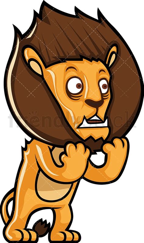 Scared Lion Cartoon Clipart Vector - FriendlyStock