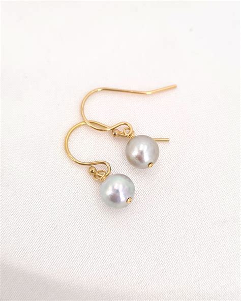 Akoya Pearl Earrings | Sea Akoya Blue Pearl Drop Earrings 6mm-7mm ...