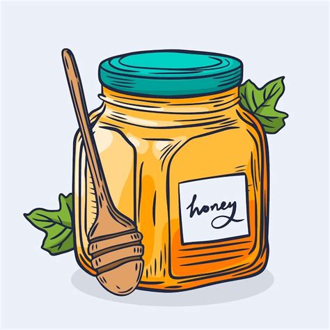 Free Vector | Hand drawn honey jar drawing illustration