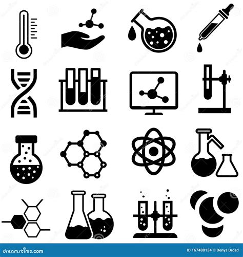 Chemistry Icons Vector Set. Chemical Illustration Symbol Collection Stock Vector - Illustration ...