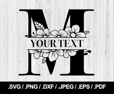 Prints Art & Collectibles Floral Split Letters A-Z SVG Floral Split ...