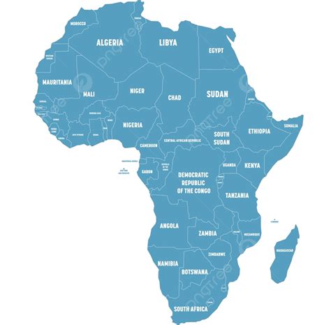 Basic Africa Map With Borders Labels On White Vector, Business, Country, Continent PNG and ...