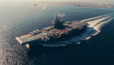 Premium Photo | Photography view from drone aircraft carrier