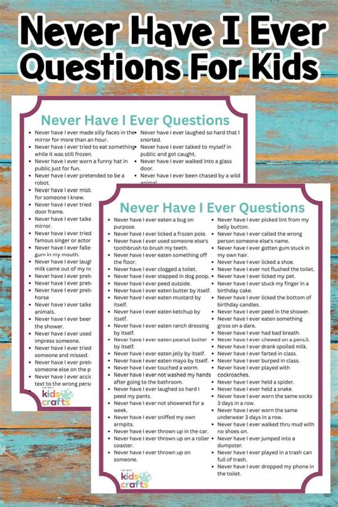 200 Never Have I Ever Questions For Kids + FREE Printable