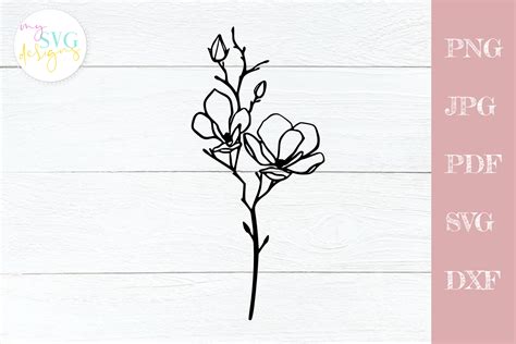 Magnolia svg, Svg flowers, Flower svg By MySVGDesigns | TheHungryJPEG.com