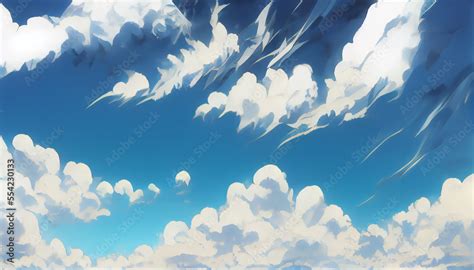 blue sky with clouds, anime style, comic style Stock Illustration | Adobe Stock