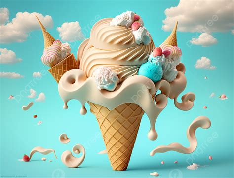 Summer Cone Ice Cream Background, Summer, Sugar Cone, Ice Cream ...