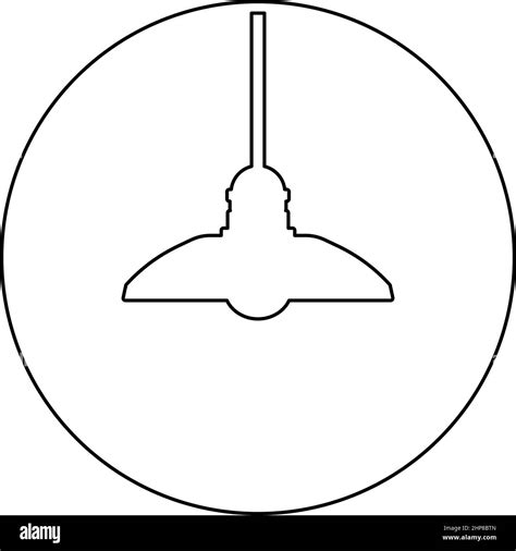 Chandelier Plafond hanging lamp icon in circle round black color vector illustration image ...