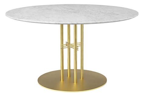 TS Column Dining Table Gubi Marble Bianco Carrara, Gubi Metal Brass, Ø ...