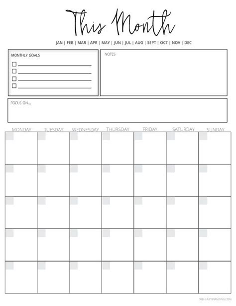 Free Undated Monthly Planner Printable (free download!) | Undated ...