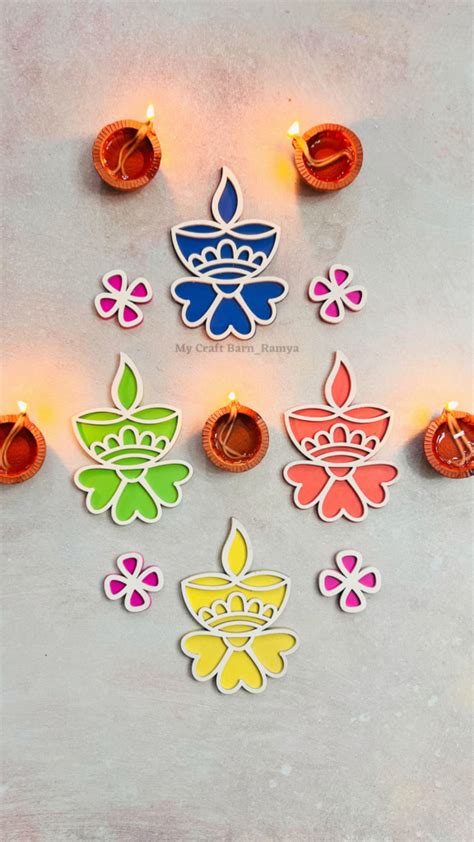 Deepam Rangoli made with Wood - My Craft Barn