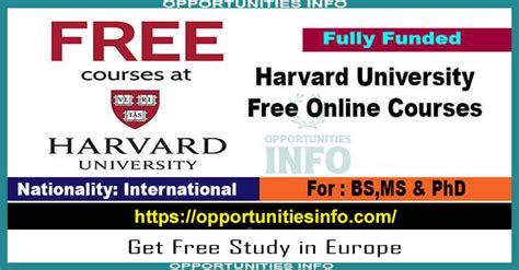 Harvard University Free Online Courses 2024 For International Students