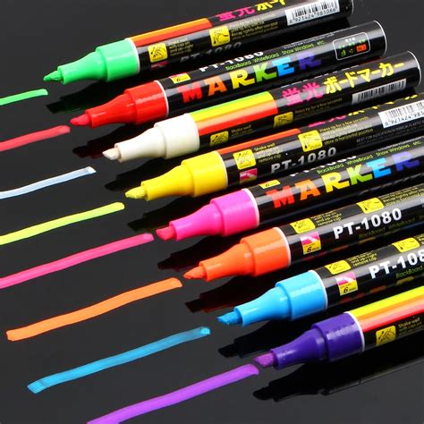 Aliexpress.com : Buy 8 Colours Erasable Oblique Highlighter Pen Set 6mm Liquid Chalk Fluorescent ...