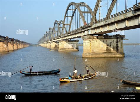 bridge at godavari river andhra pradesh India Stock Photo - Alamy