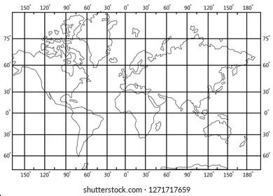 Flat World Map With Latitude And Longitude