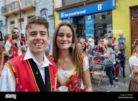 Orotava, Tenerife, Canary Islands, June 10, 2018: Thousands of people ...