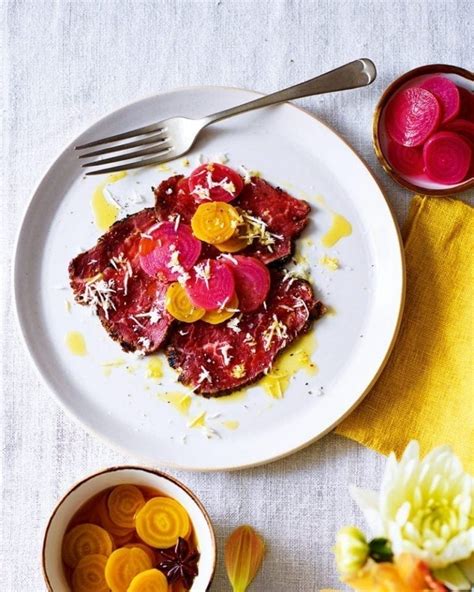 Beef carpaccio with pickled beetroot and horseradish recipe | delicious. magazine