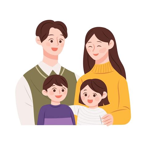 Premium Vector | Happy nuclear family illustration Couples and young children