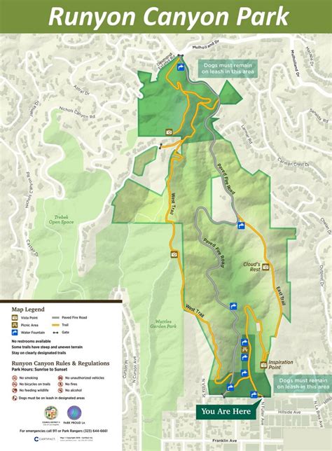 Runyon Canyon Park Map | Los Angeles - Ontheworldmap.com