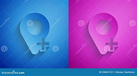 Paper Cut Map Pin Icon Isolated on Blue and Purple Background. Navigation, Pointer, Location ...